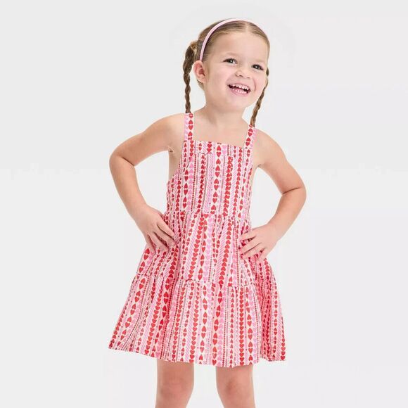 Toddler Girls' Hearts Tank Valentine's Day Dress‎ - Cat & Jack Red/Pink Size 2T - Picture 1 of 3